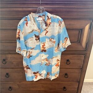 Casual Blue and Tan Men's Shirt